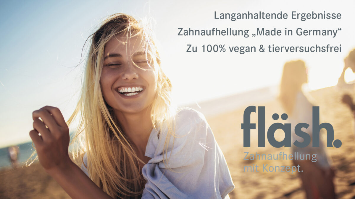 Fläsh: Langanhaltende Ergebnisse Zahnaufhellung „Made in Germany" Zu 100% vegan & tierversuchsfrei